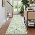 thumbnail image 3 of Garvee 2'x6' Vintage Floral Print Runner Rugs with Non-Slip Backing, Washable Rug Oriental Distressed Carpet Soft Low Pile Indoor Mats for Hallway Bedroom Kitchen, Green, 3 of 7
