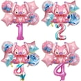thumbnail image 2 of Juego de 6 globos de aluminio de Disney Lilo & Stitch con forma de ángel rosa para decoración de fiestas de cumpleaños de niños y niñas, suministros para baby shower, globos de aire, 2 of 5