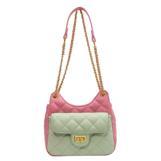 Bolso bandolera con cadena de diamantes pequeños, bolso de mujer tipo cubo de PU, bolso de viaje diario, variedad