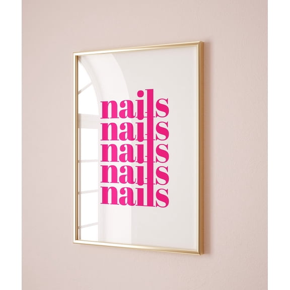 Pink Nail Tech Beauty Room Wall Art, Unframed Paper Print Size 8x12