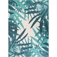 thumbnail image 2 of Unique Loom Outdoor Botanical Collection Area Rug - Sprig (10' x 14' 2" Rectangle Teal blue/Navy Blue), 2 of 9