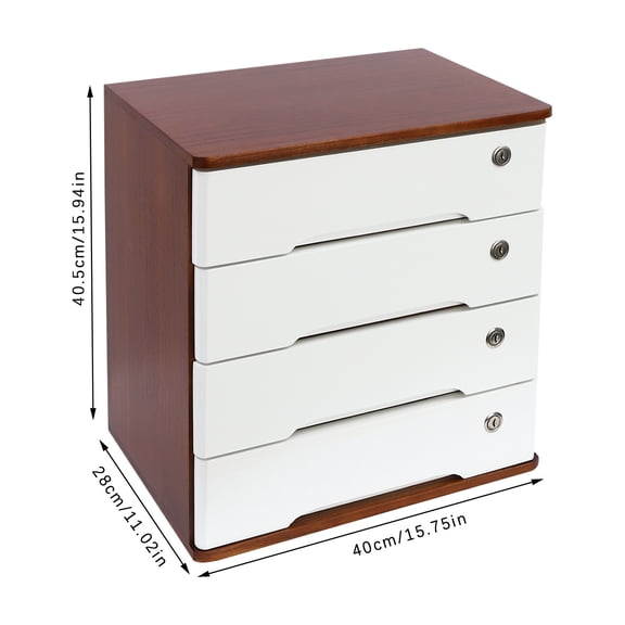 Wooden Desktop Storage Cabinet 15.75*11.02*15.94 in Desk Storage Box Lockable