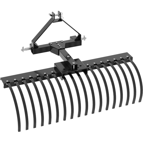 Garvee Tow Behind Dethatcher, 50-inch Tow Dethatcher with 18 Steel Tines, 3-Point Lawn Dethatcher Rake with Attachments for Tractor, Landscape Rake for Garden, Farm, Grass