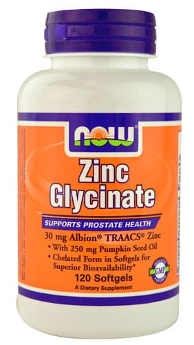 NOW Foods Zinc Glycinate Prostate Health Support, 120 Ct