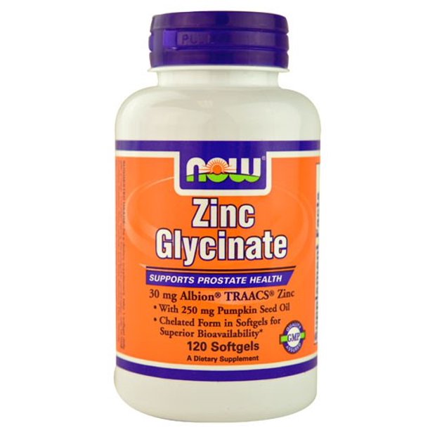 NOW Foods Zinc Glycinate Prostate Health Support, 120 Ct