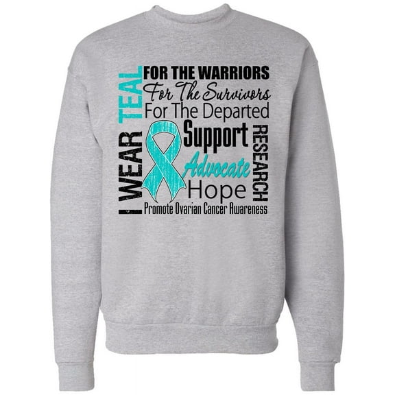 Inktastic Ovarian Cancer I Wear Teal Ribbon Tribute Adult Sweatshirt