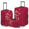 3pc Luggage Set Floral Red