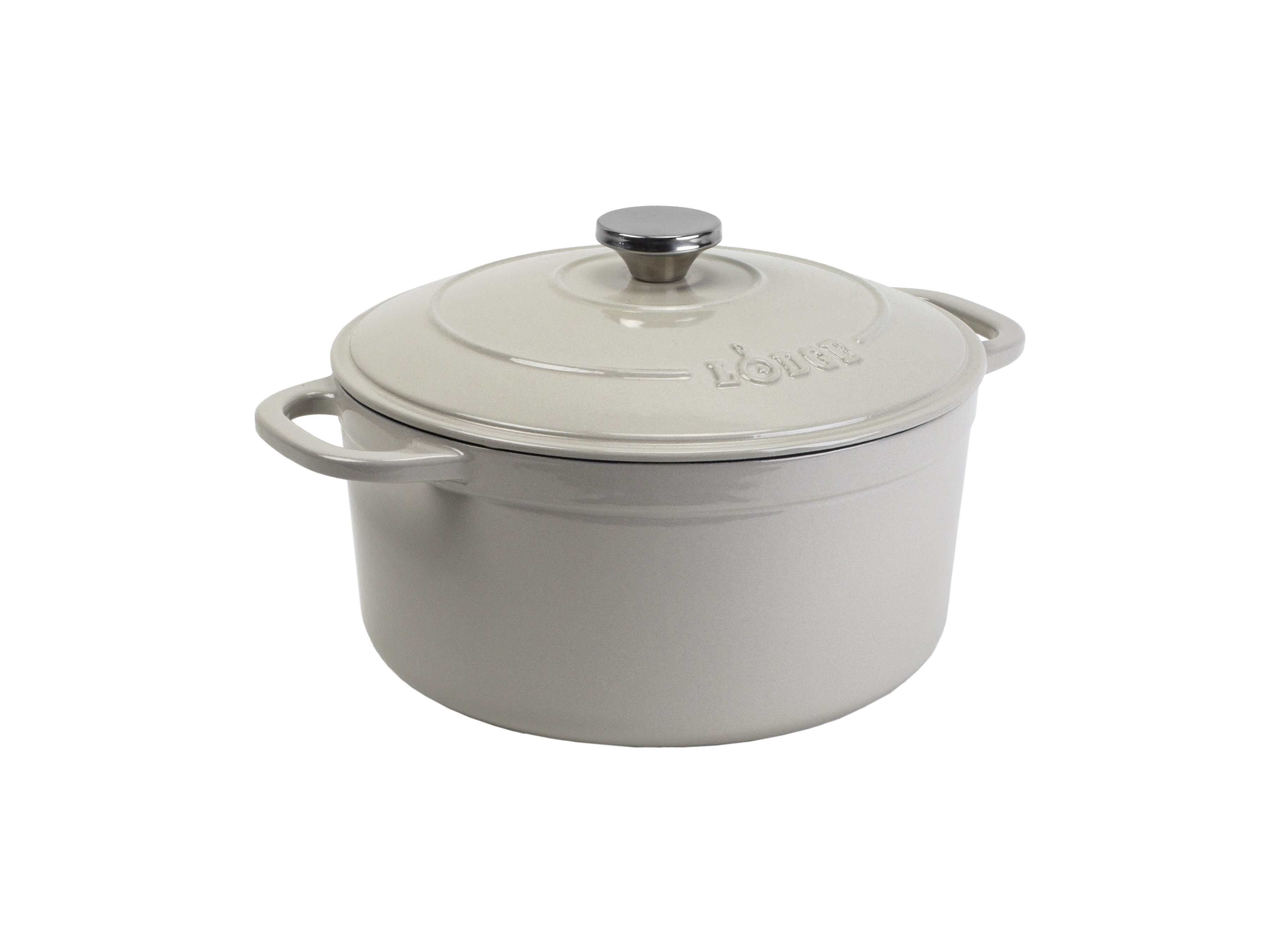 Lodge Enameled Cast Iron 5.5 Quart Dutch Oven, in Oyster White Lodge Enameled Cast Iron 5.5 Quart Dutch Oven, in Oyster White