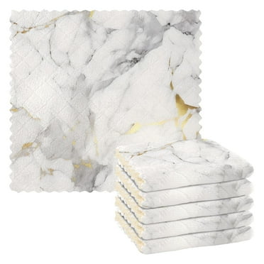 6 Packs Grey White Marble Kitchen Dish Towels Soft Absorbent Dish Cloths 11"x11"