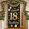thumbnail image 3 of Gold Glitter 18th Birthday Banner Black Background Happy 18th Display Balloon Design Crown Birthday Backdrop for 18th Birthday Party Teen Celebration Photo Shoot, 3 of 9