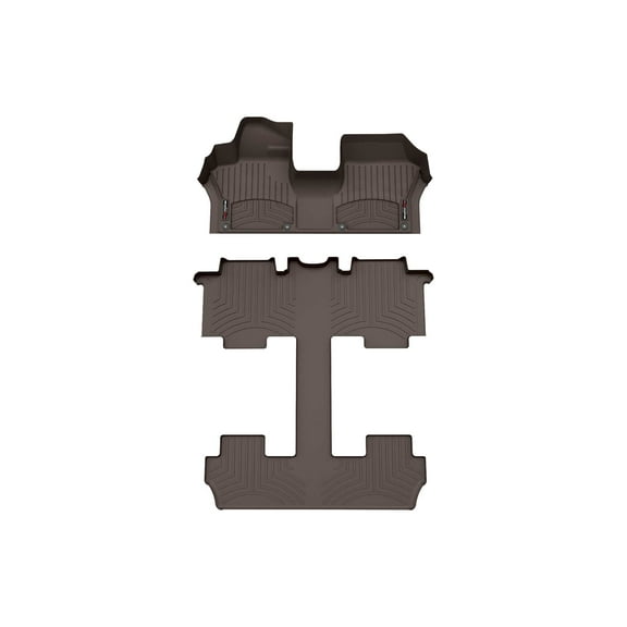 WeatherTech Custom Fit FloorLiners compatible with 2025-2025 VW ID. Buzz - Complete Set (1st Row Over-The-Hump, 1-piece 2nd/3rd Row), Cocoa