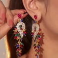 thumbnail image 2 of Sunyuer Vintage Long Colorful Hollow Leaves Tassel Earrings Rhinestone Dangle Drop Earrings Women Statement Fringe Earrings for Wedding Women Brides, 2 of 7