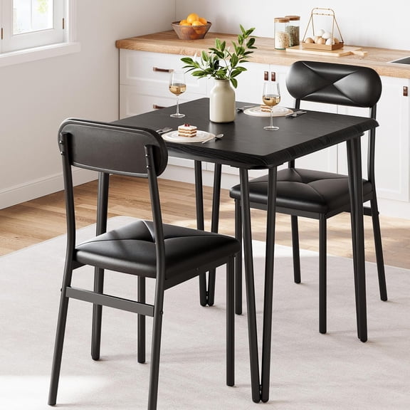 Dining Table Set for 4, Kitchen Table with Upholstered Chairs for Kitchen Room and Small Spaces (Table with 2 Upholstered Chairs)