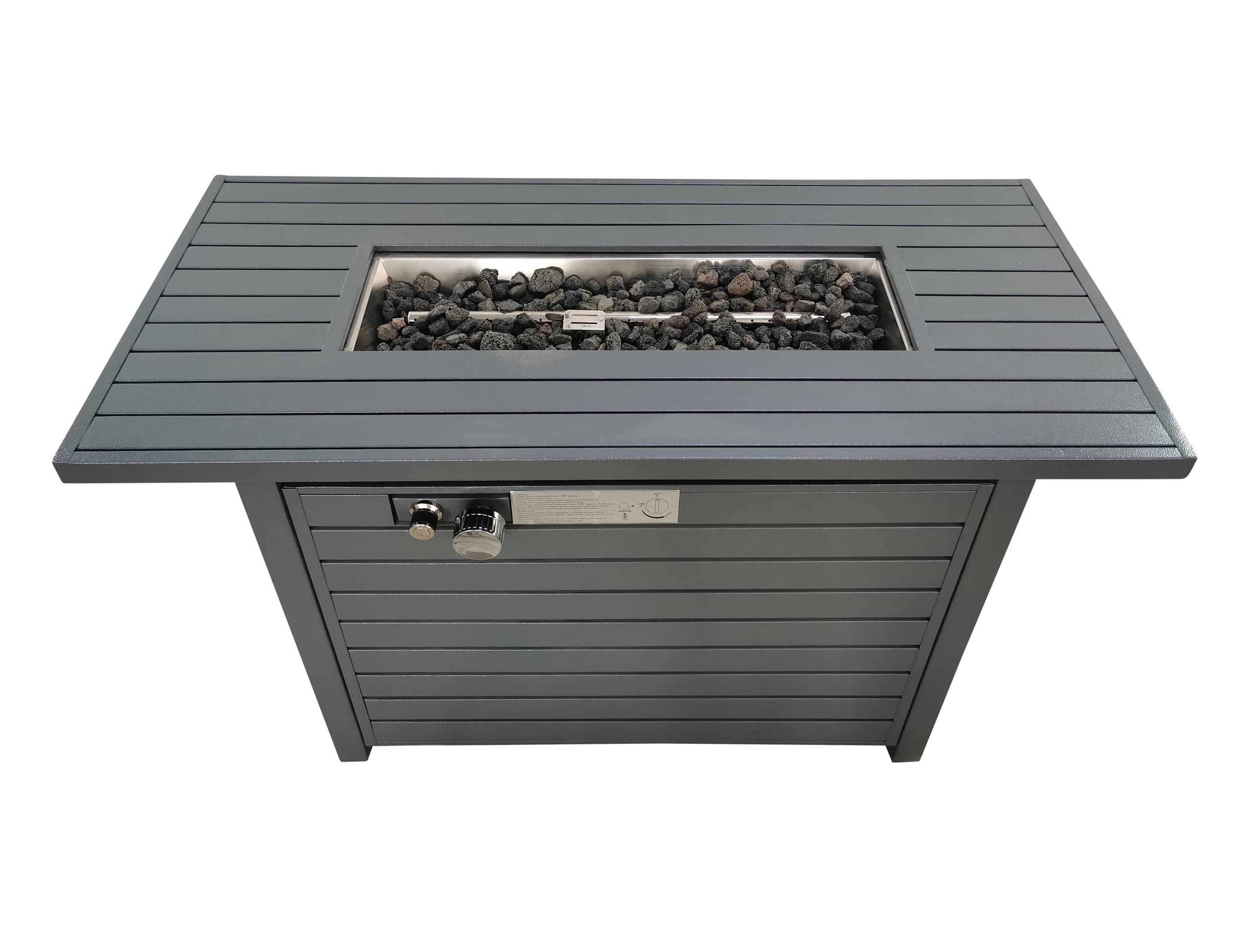 E-Western Living Source International 25 Inch Steel Outdoor Fire Pit Table with Lid Gray