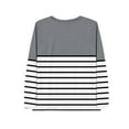 thumbnail image 3 of Womens Tops Plus Size Long Sleeve Printing V-neck Casual Loose T-shirt Top Gray, 3 of 4