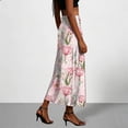 thumbnail image 4 of ClodeEU Women's Satin Print Elastic Waist Maxi Skirt,Casual Long Skirt ,Lounge Slim Skirt b-Pink,Womens Plus L, 4 of 7