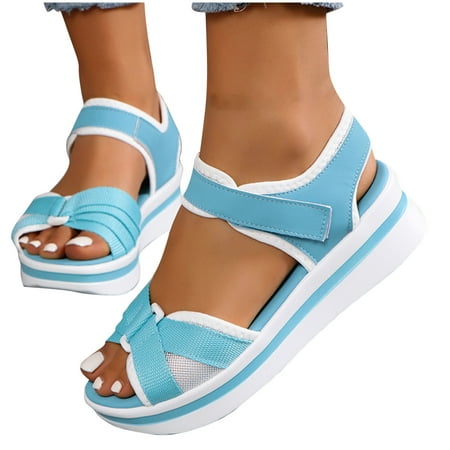 

Miluxas Women s Fashion Walking Sandals Clearance Comfortable Breathable Sandals Adjustable Athletic Sport Shoes for Outdoors Blue 6(37)