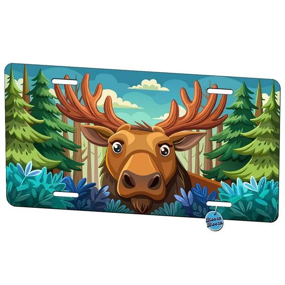 Peeking Moose Metal Novelty License Plate