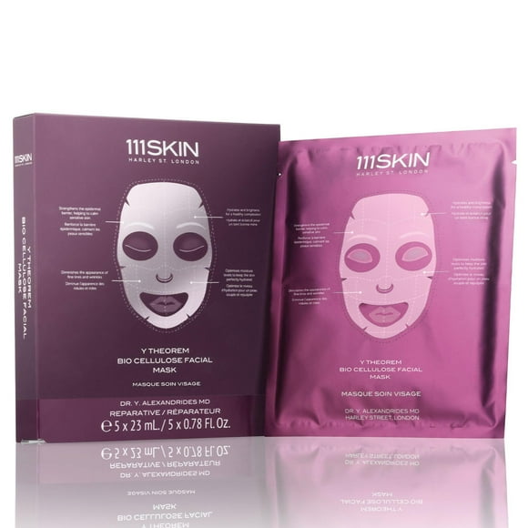 111SKIN Y Theorem Bio Cellulose Facial Mask for All Skin Types, Hydrating Face Mask with NAC Y2, Ectoin & Centella Asiatica, Enhances Skin Elasticity, Skincare Sheet Mas