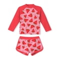 thumbnail image 4 of ITSAME Girls Rash Guard Bathing Suit, Crewneck Print Top and Swim Trunks 2-Piece Cute Swimsuit Set Watermelon Red 10-11T, 4 of 6