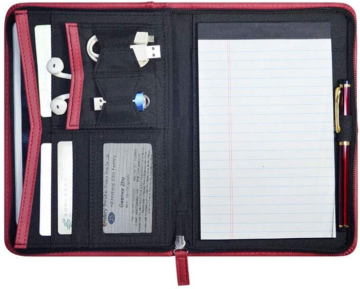 Godery Padfolio/Portfolio, Leather Zippered Padfolio Portfolio Binder 5