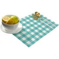 thumbnail image 2 of Placemats Set of 6 Cotton Linen Table Place Mat Turquoise Green Buffalo Plaid Farmhouse Summer Burlap Food Mat Waterproof Dinner Table Setting Table Mat Washable Cat Dog Pet Placemat, 2 of 6