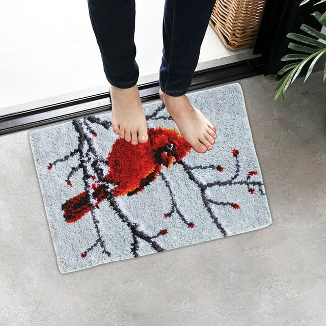 Wolf Latch Hook Rug Sewing Craft Festival Punch Handmade Crochet Carpet Rug 60x40cm Craft Set for Adults Red Bird