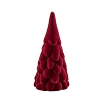 Velvet Ceramic Christmas Trees Decoration, 6in Modern Tabletop Christmas Tree Figurine Decor for Holiday Party, Mantel & Home Table Centerpiece Xmas Vintage Indoor Winter Decorations -Rose