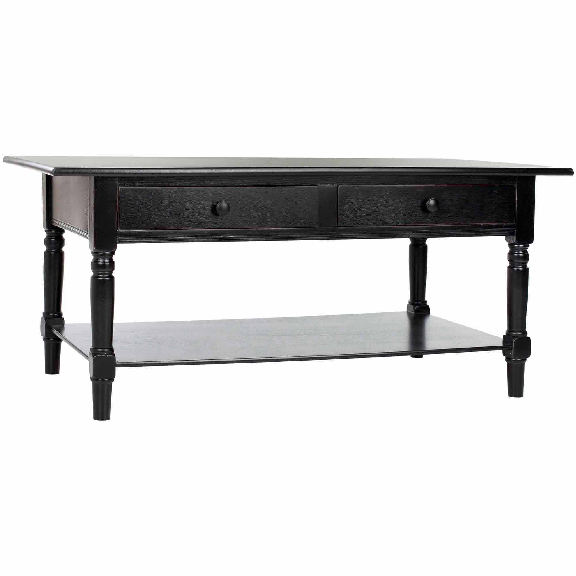 SAFAVIEH Boris Solid Contemporary 2 Drawer Coffee Table, Distressed Black