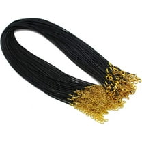 ERDOUY 50 Pieces 1.5mm Black Waxed Necklace Cord with Gold Chain Lobster Clasp for Bracelet Necklace and Jewelry Making