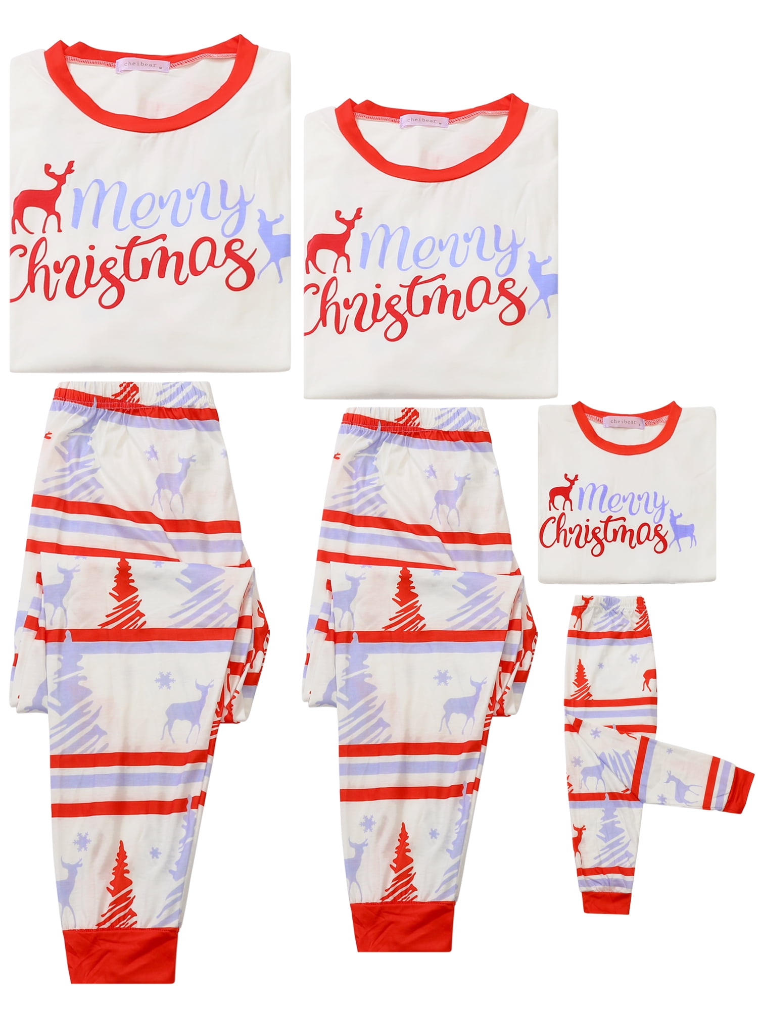 Unique Bargains Christmas Long Sleeve Tee with Pants Lounge Family Pajama Sets M Big Boys