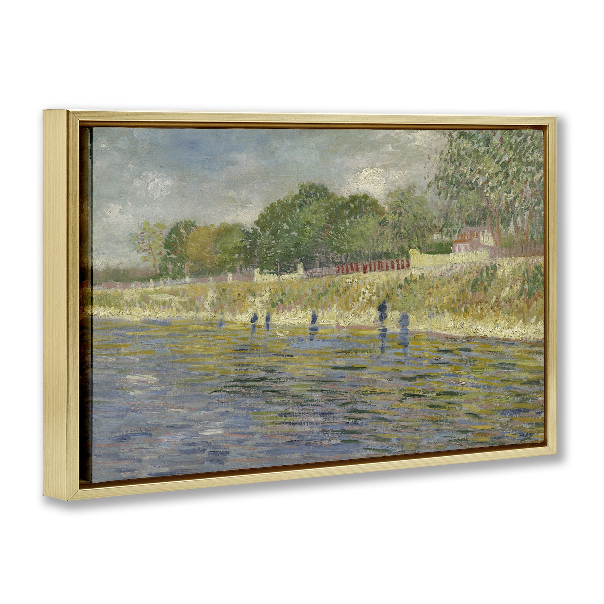 Stupell Industries Classic Van Gogh River Landscape Landscape & Nature Painting Gold Floater Framed Canvas Art Print Wall Art, 25 x 17