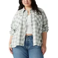 thumbnail image 3 of Levi's Womens Bebe Plaid Button Up Shirt, Multicoloured, Plus Size, 3X, 3 of 3