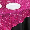thumbnail image 4 of BalsaCircle 72x72 in Fuchsia Silver Wavy Embroidered Sequined Tulle Square Table Overlay Party Events Decorations Supplies, 4 of 8