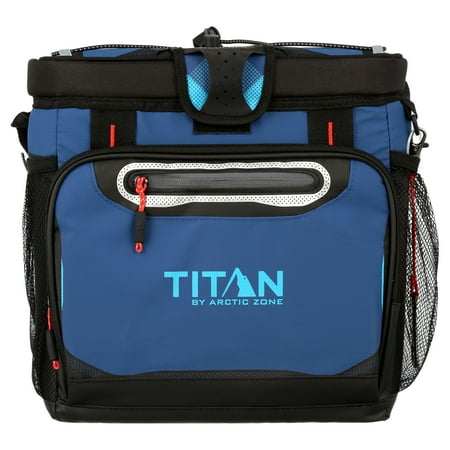 Titan by Arctic Zone 24 Can Zipperless Soft Side Cooler  Ocean Blue