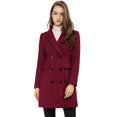 thumbnail image 2 of Abrigo Allegra K de invierno elegante con solapa con muescas, doble burdeos, 2 of 7