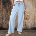 thumbnail image 2 of YIFUNIN Women's Casual Solid Color Loose Pants with Pockets, Fashion Comfort Trousers for Daily Outfits, Relaxed Fit Streetwear Style,Sky Blue L, 2 of 6