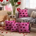 thumbnail image 6 of HUGNEO 20x20 Inch Valentine's Day Pink Glitter Heart Pillow Cover, Black Pink Heart Decorative Cushion Case for Sofa Bedroom, No Insert, 6 of 8