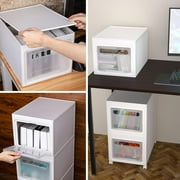 Stackable Storage Bins,Hengu 3 Tier Storage Containers with Wheels and Lid, Rolling Cart for Living Room, Office, Bedroom & Bathrooms,White