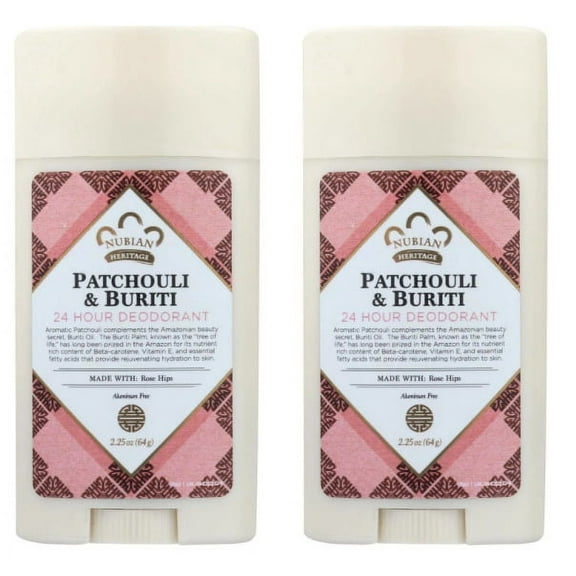 Nubian Heritage PATCHOULI & BURITI 24 HOUR DEODORANT 2.25 oz.(Pack of 2 )