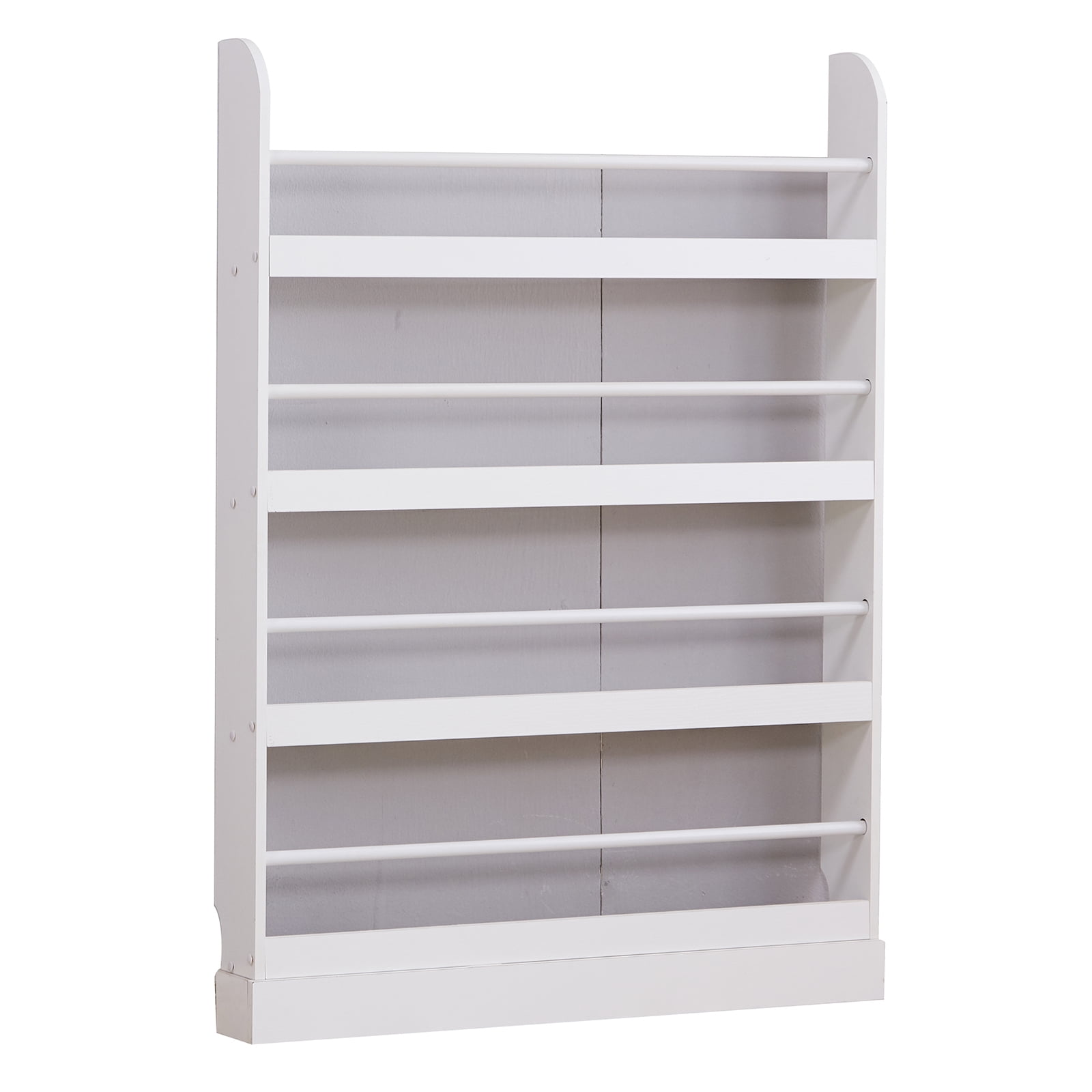 4 Tier Childrens Bookcase Rack Free Standing Against The Wall Display Storage Shelves for Books Toys in Study Living Room Bedroom White 31.5 L x 4.5 W x 46.5 H Homfa Kids Bookshelf 