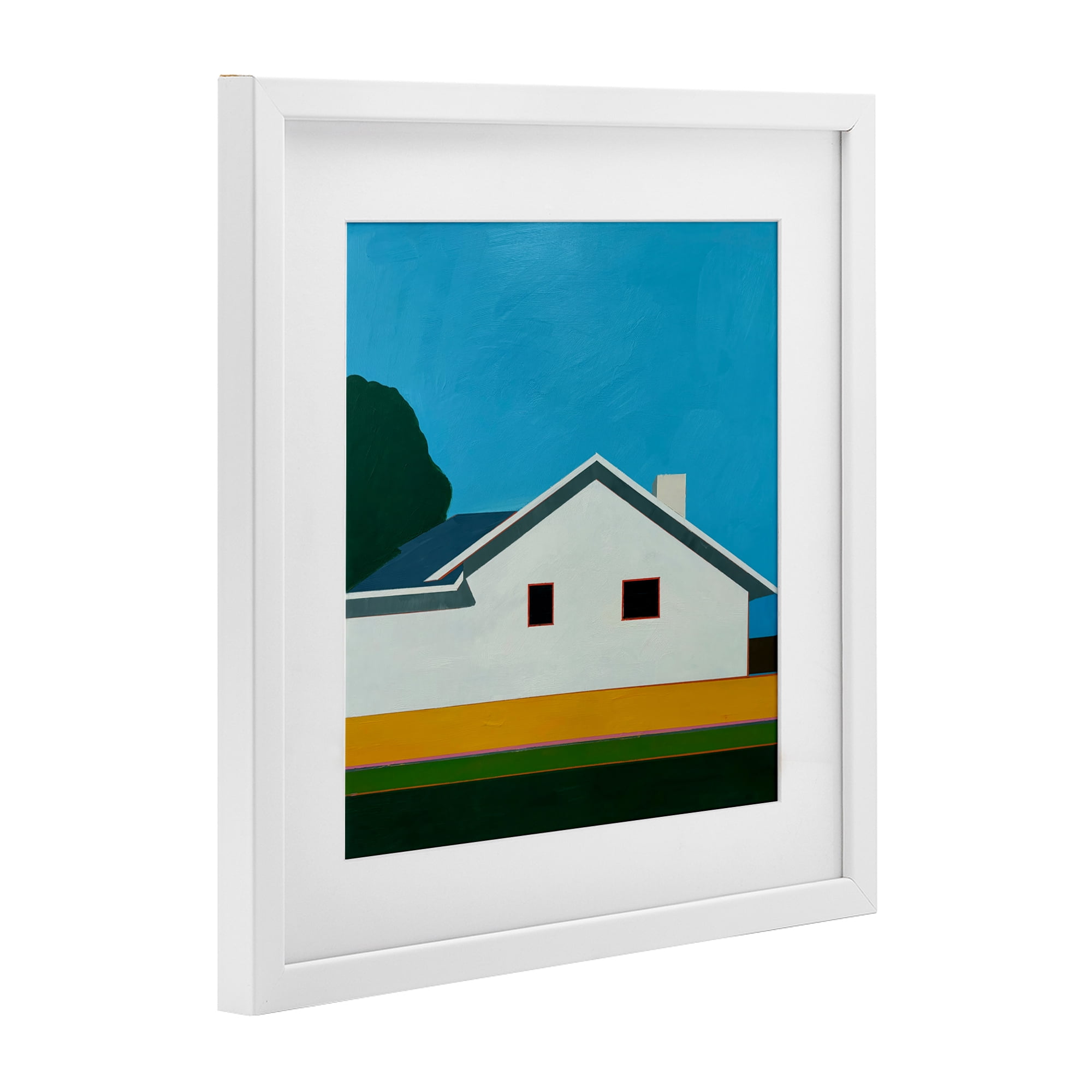 Stupell Industries Sunkissed Suburbia House White Framed Print Under Glass, design by Jan Weiss