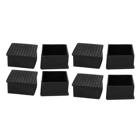 8pcs 60x60mm Black PVC Rubber Square Cabinet Leg Insert Cover Protector