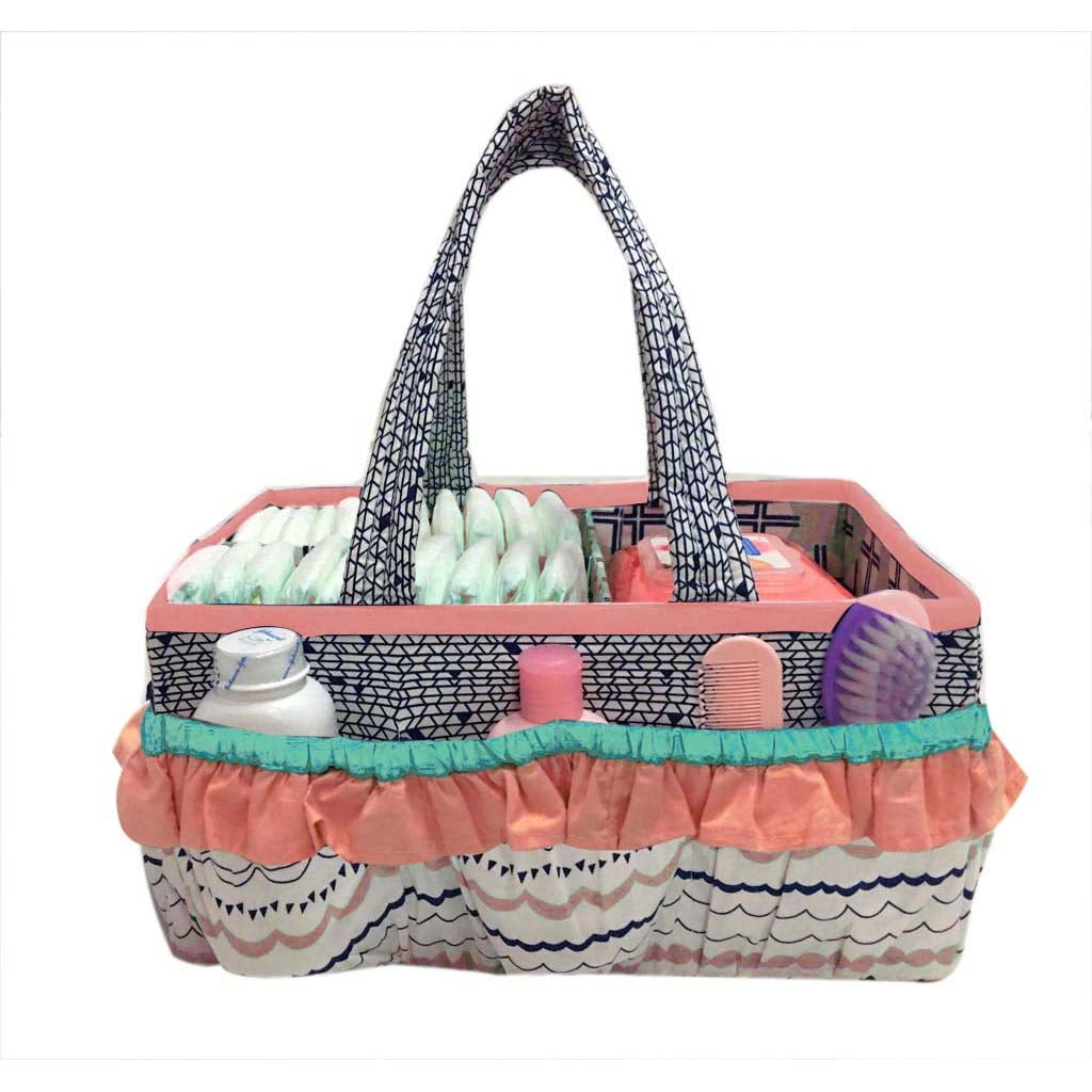 Bacati - Nursery Storage Caddy Tribal Olivia Coral/Navy Girls
