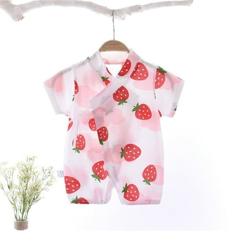 

NIUREDLTD Baby Girls Boys Cotton Summer Cartoon Short Sleeve Print Romper Bodysuit Clothes