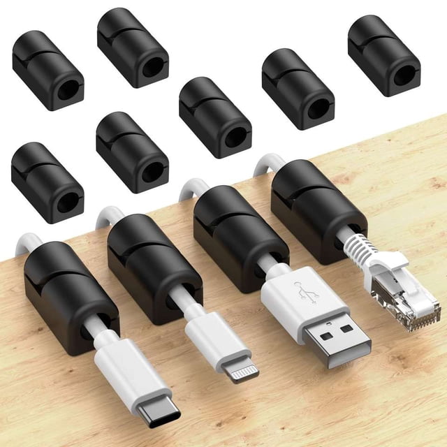 16 clips para cables, gestión de cables, clips organizadores de cables de silicona autoadhesivos para escritorio, cable de carga USB, cable de alimentación, cable para ratón, PC, oficina, hogar Rojo Verde