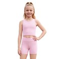 thumbnail image 7 of IBTOM CASTLE Girls 2 Piece Tennis Outfit Tank Top Shorts Set Backless Crop Tank Top Crossover Tummy Control Shorts Yoga Workout Activewear with Side Pockets 9-10 Years 浅粉色, 7 of 7