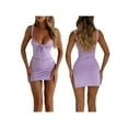 thumbnail image 2 of Women Sleeveless Bodycon Dress Summer Lace Trim Bandage Ruched Slit Party Mini Dress for Cocktail Nightclub Beach, 2 of 8