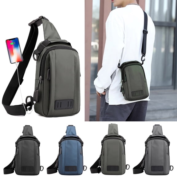 Nsxcdh Youth Sports Sling Backpack with USB Charging,Nylon,10.2x6.3x2.4 In,Anti Theft Zipper Light Wear Daily Carry,for Basketball Soccer Volleyball Gym,Home Essentials