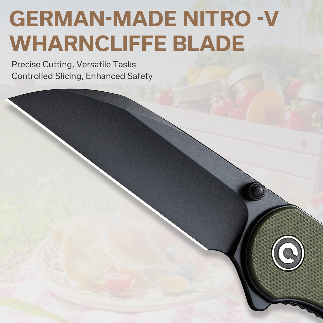 CIVIVI Pocket Folding Knives Elementum 2.97'' Nitro-V Wharncliffe Blade C18062AF-2